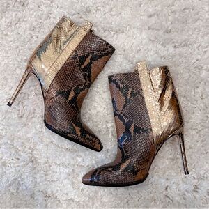 PARIS TEXAS Gold Snakeskin Stiletto Pointed-Toe Booties